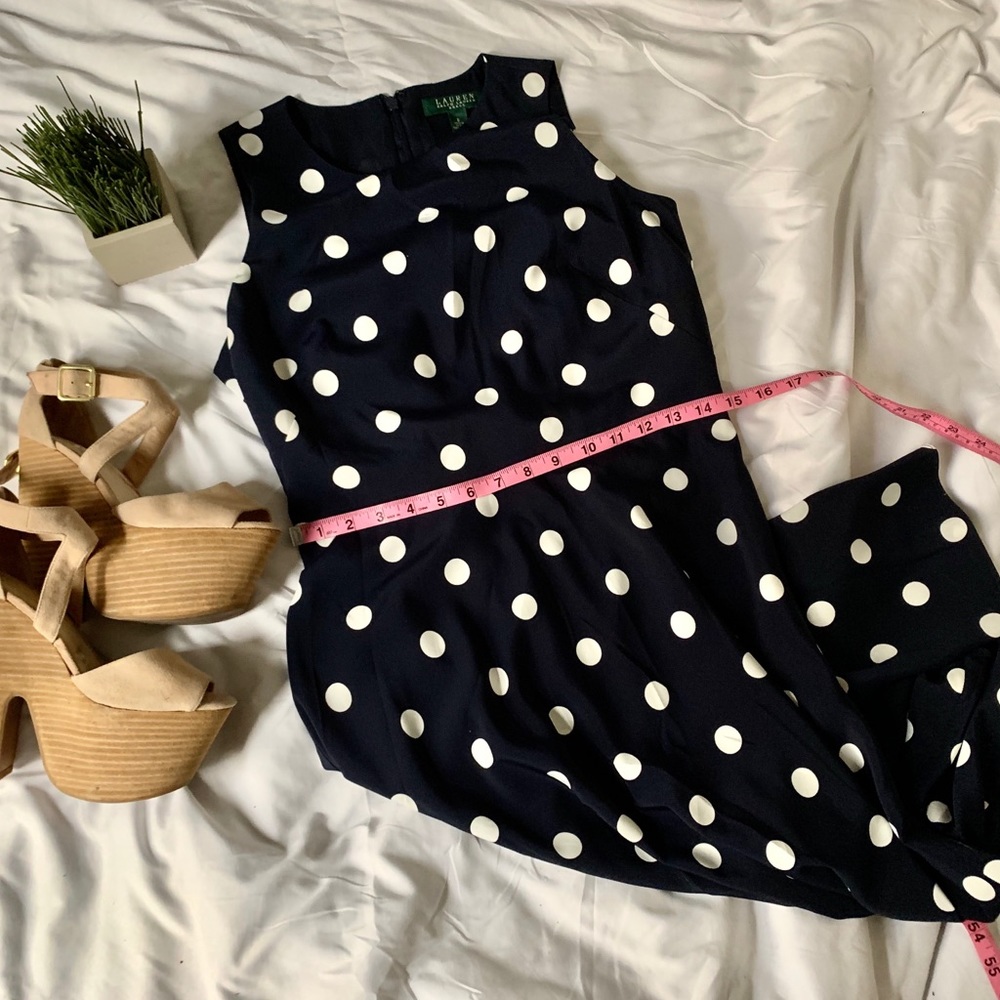 Ralph Lauren navy white polka dot dress - Picture 4 of 8